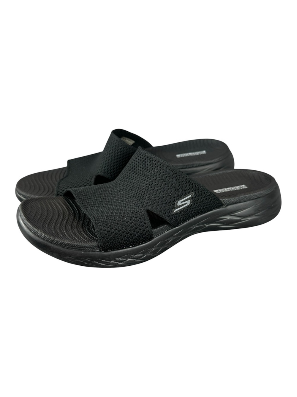 Skechers On-The-GO 600 Black Slide Sandals Women’s US 8 Goga Mat Comfort Casual